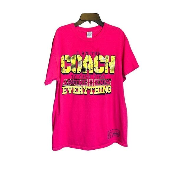 5 for $25🔥Medium Hot Pink "Coach" T-Shirt - Picture 1 of 6